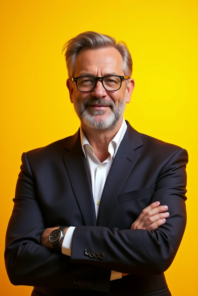 Create an expert guy with the yellow background