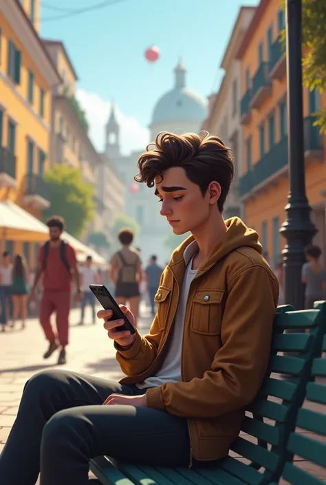  Lucas is dissatisfied because every month he runs out of money and feels that he cant save anything for the future.  He finds Sofia in the square .

Table 1:
Lucas sitting on a bank ,  looking at the zero balance on her cell phone .
Lucas: " Why does it s...