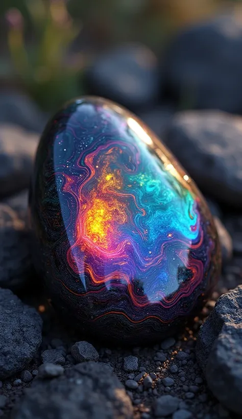 Rainbow obsidian stone