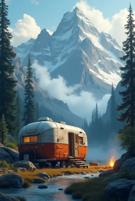 Trailer in the mountains 