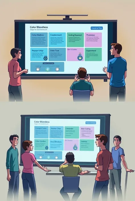  Encourage Inclusion and Interactivity
Interactive Color Blindness Module :  Create a mockup of a digital station  (like a touchscreen )  in which users with and without color blindness can experience different visual simulations .  The mockup could includ...