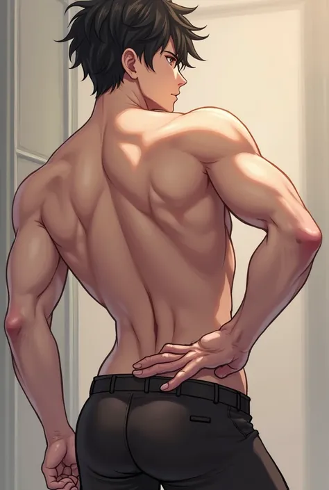  to generate an image of Hu Tao from Genshin Impact , He is something young ,  I want him with his back slightly tilted ,  totally naked and opening his buttocks with his hands ,  I want you to be able to appreciate his slightly open pink anus and that his...