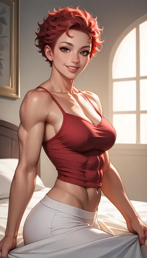 muscular body, 8 pack abs, lips, thin lips, parted lips, solo, looking at viewer, camisole, upper body, dark, underlightling, masterpiece, best quality, very aesthetic,

score_9, score_8_up, score_7_up, source_anime,,
girl, medium puffy breasts, brown eyes...