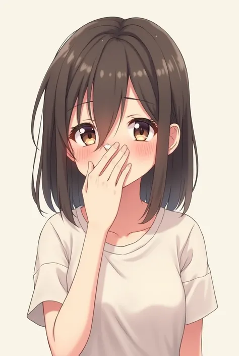 17-year-old anime girl scratching her nose out of nerves