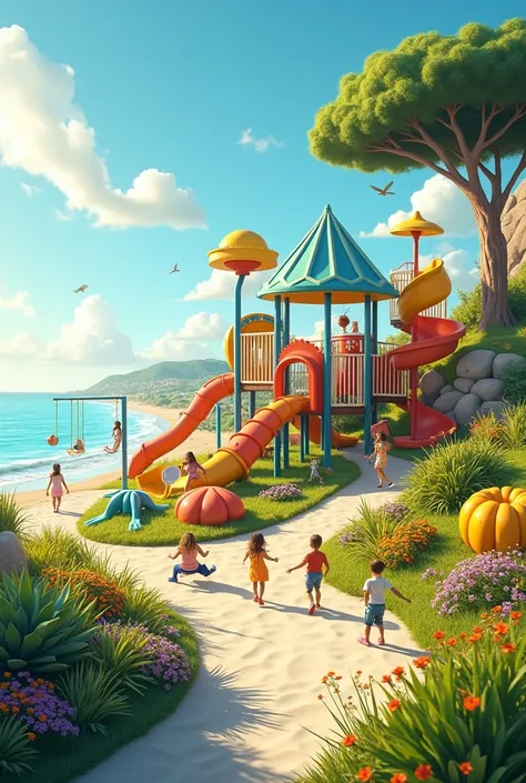 Design a playground near a beach