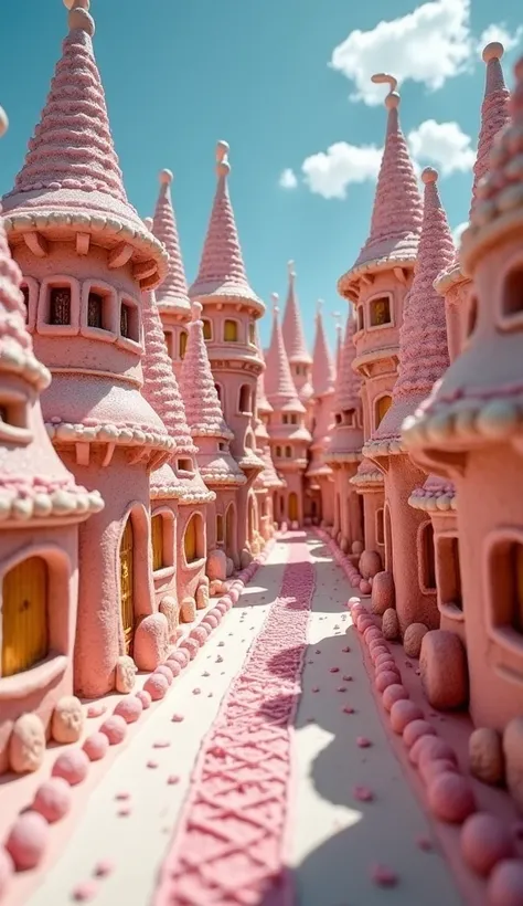  A town made entirely of Dulce  ,   houses and buildings made of chocolate,  Colored Marshmallow Streets , Ice Cream Fountains . 

