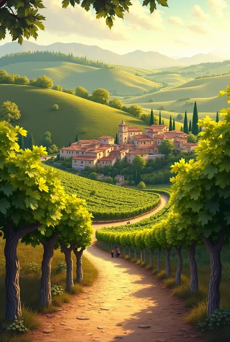  an image illustrating the essence of Italys wine production with its picturesque vineyards and rustic charm.

