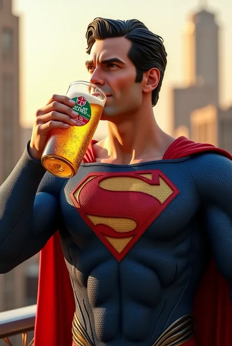 Super man drinking a ice cold pacifico 40z beer