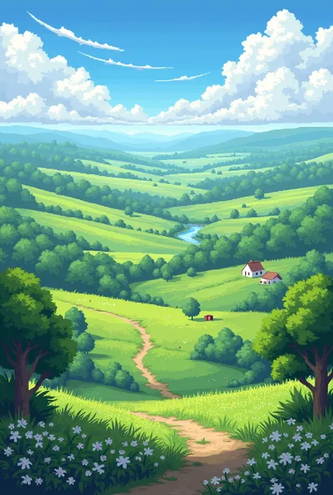 Very large and beautiful countryside pixel art image