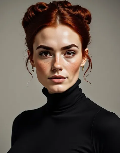 A stunning intricate full color portrait of a beautiful British woman, wearing a black turtleneck, epic character composition, by ilya kuvshinov, alessio albi, nina masic, sharp focus, natural lighting, subsurface scattering. 