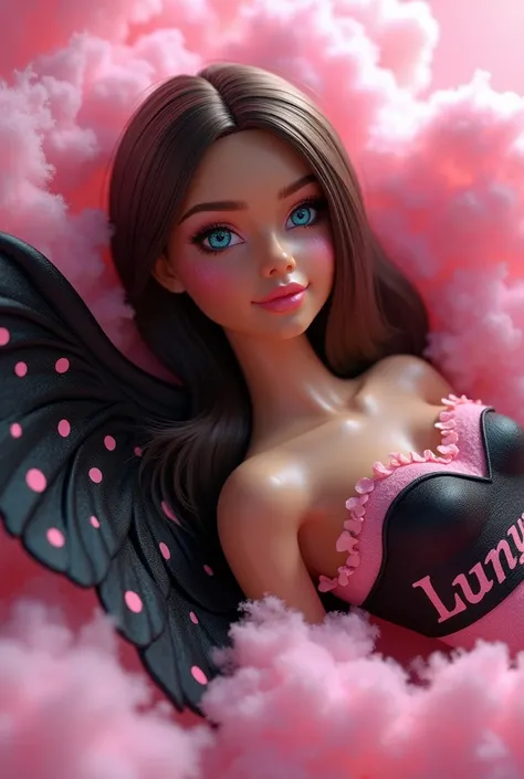 Beautiful 3d Angel Barbie Style full body looking so real and magical. with big eyes color aqua turquoise with  long lashes her eyes looking like mirrors her makeup color pink and  cupper her lipstick color pink cotton candy so glossy and shining she got g...