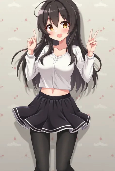 anime, black leggings, open the skirt, ass, happy, ,Fart,Farting 