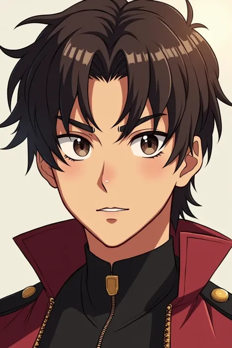 ((best quality)), ((masterpiece)), (detailed),  perfect face create an OC character who would have the cartoon style based on a Manhwa called "Solo Leveling", Being a man ,  half strong and with dark brown hair 