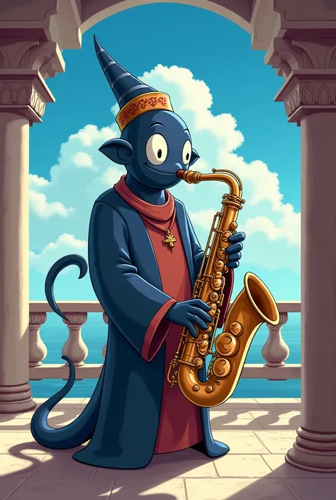 mr. Popo playing saxophone
