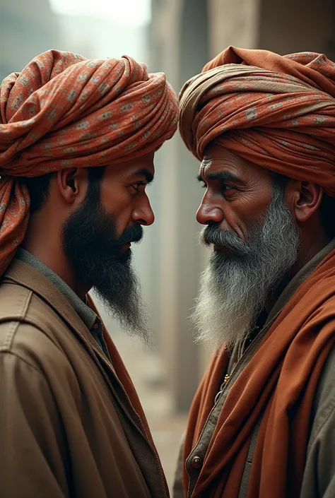  Two middle-aged arabs, handsome turban  