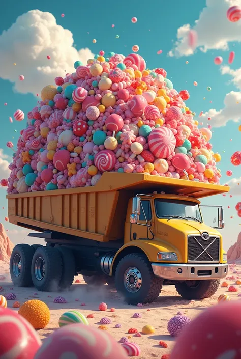 dumptruck loaded of gigantic candies