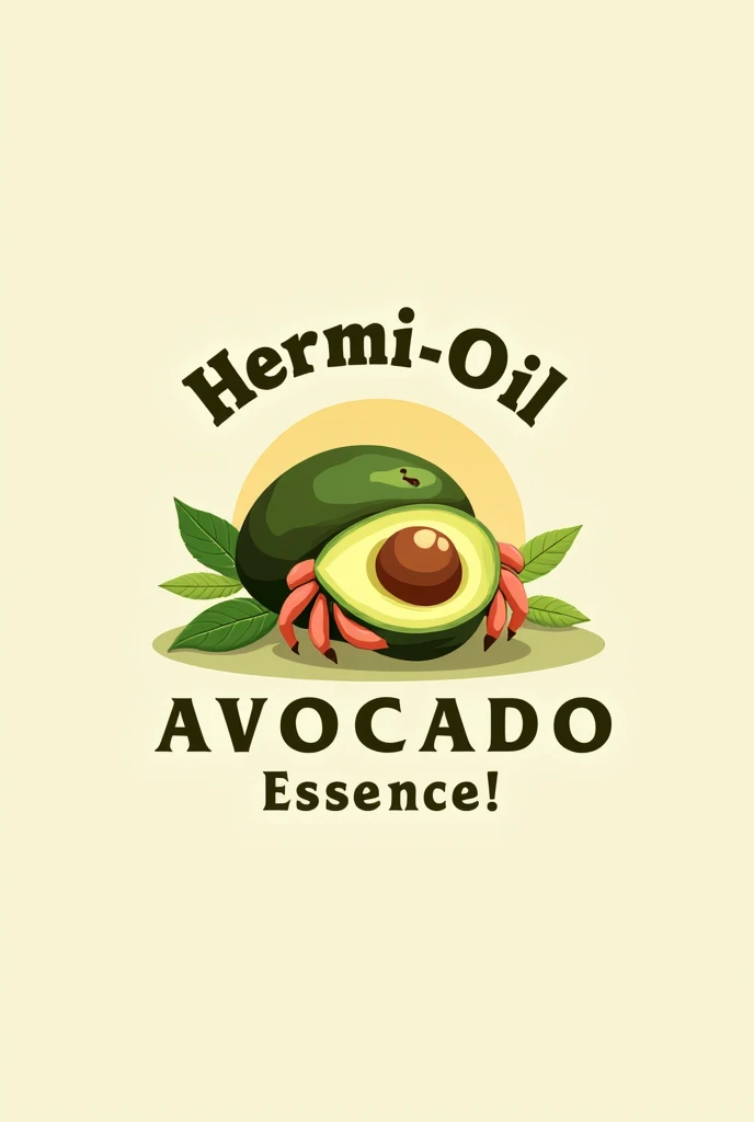 Hair Oil product logo named Hermi-Oil. The hair oil is made up of Avocado, butter, and egg. Slogan: Avocado Essence!