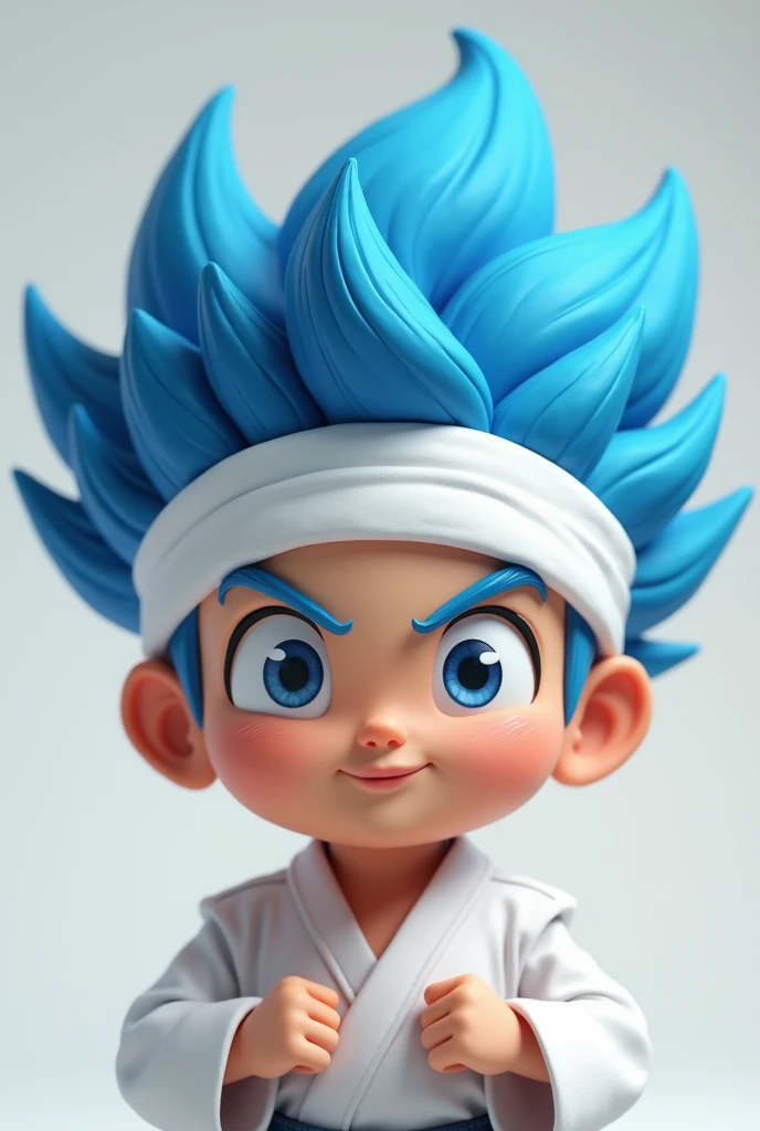 Cartoon character with blue hair  , with a karate tape on his head
 
That you can only see the face and have no background
