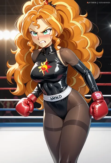 Eqg     adagio in    in a bodystocking angry. she was hit in the face. in the boxing ring.sunset shimmer comic 