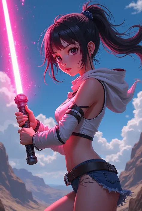 Anime girl with a lightsaber