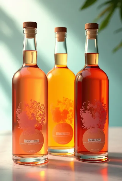  three bottles of flavored alcoholic beverages flavors: passion fruit, Jamaica and grapefruit 