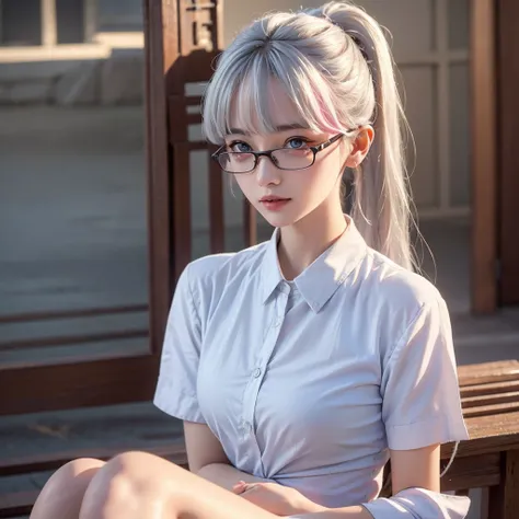 Best quality at best at best，tmasterpiece，Extremely Delicately Beautiful，The content is very detailed，CG，gatherings，8k wallpaper，An Astonishing，depth of fields，1 Chinese girl，very beautiful look，delicate skin，Flawless Face，plain face，white color hair，Long ...