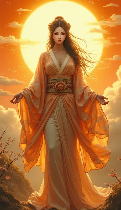 Beautiful ancient Japanese sun goddess。