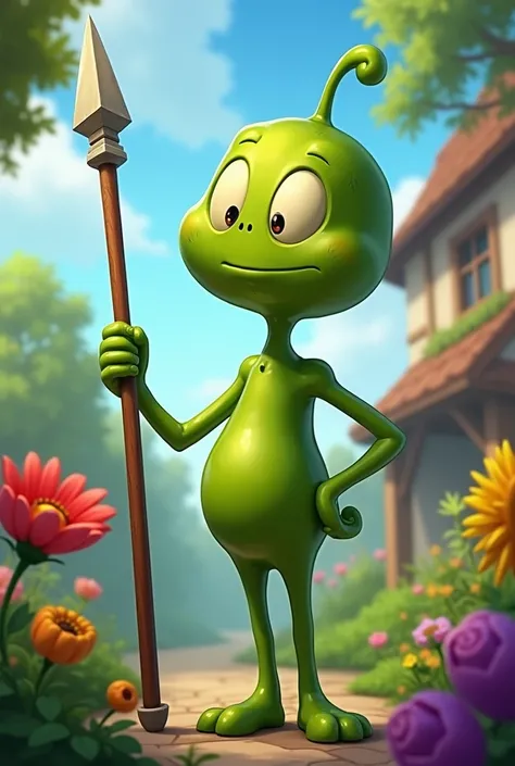  he creates a spear peas from the game Plants Versus Zombies, Imitating a classic pose of a weighty philosopher 