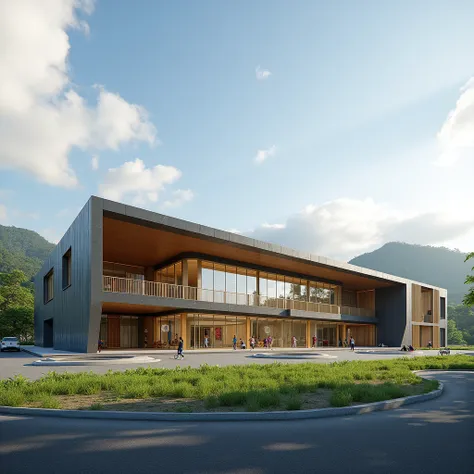 Design the façade of a sports center for the rural town of Chepo in Panama 