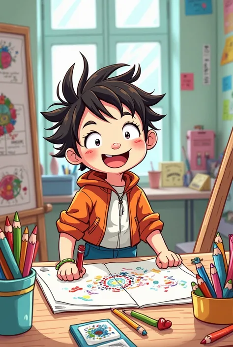 A drawing of ren playing in a drawing-style school 