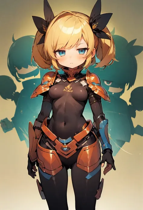  one girl who is at ease、Blonde、 blue eyes、 shortcuts、 bob cut,  metallic red Japanese warrior armor、 Long Short Mini Skirt 、Belly button exposed、 best quality 、Sweaty body、Small breasts、( standing with butt sticking out)、  frowns,  back view、 T-back 、 bla...