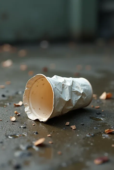 Broken the paper Cup 