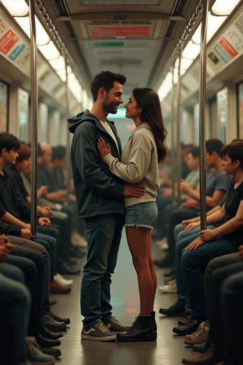 Couple simulator on the subway
