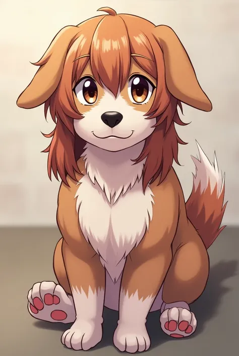 Shota nude anime in dog position with sweaty socks on and long hair