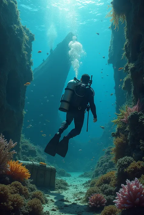 Diver finds a treasure chest inside a sunken luxury liner