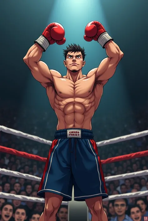 An anime-style boxer winning a fight