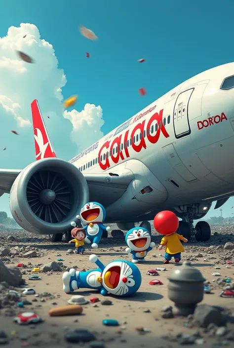 Indonesias Garuda plane crashes into Doraemon, Nobita, Giant, Shizuka, Suneo Then They Died