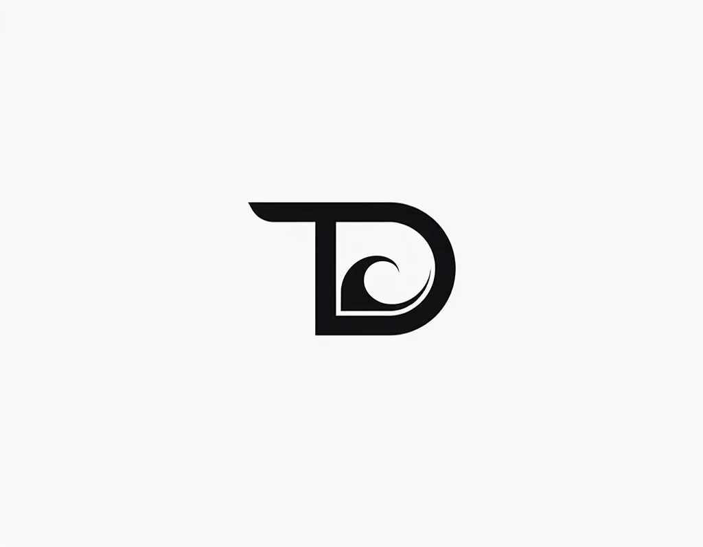  Create a logo in vector format ,  in black and white ,  for a DJ named Tommy Duque .  The design should be simple ,  minimalist and play with the contrast between positive and negative .  The main strength of the logo must be in the initials T and D , cre...