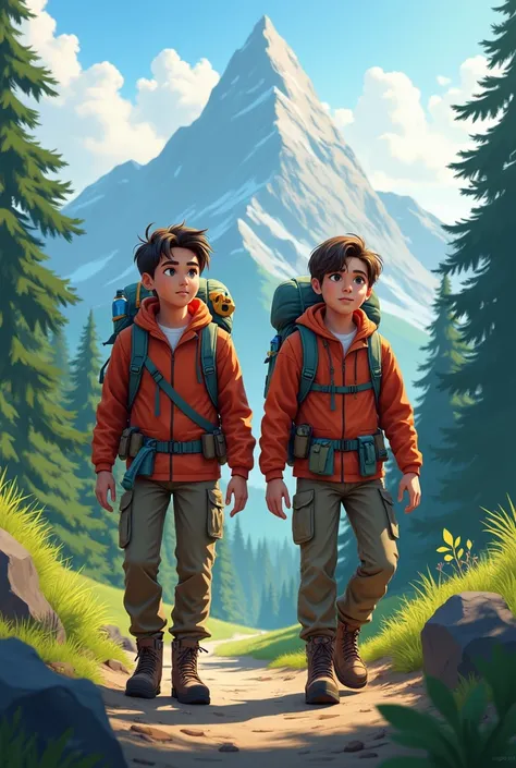 Brothers go hiking