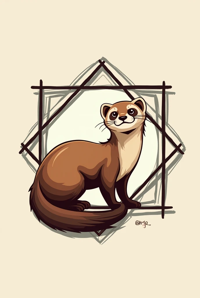 Create a brand logo with a creative frame design and a ferret 