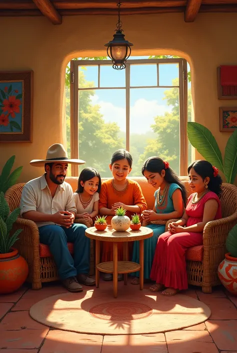 Traditional Mexican family with equipales