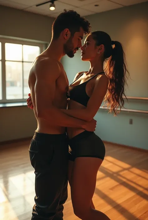 a hiphop dancer women in a studio with her lover