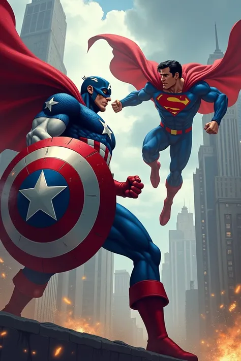 Captain America punching superman 