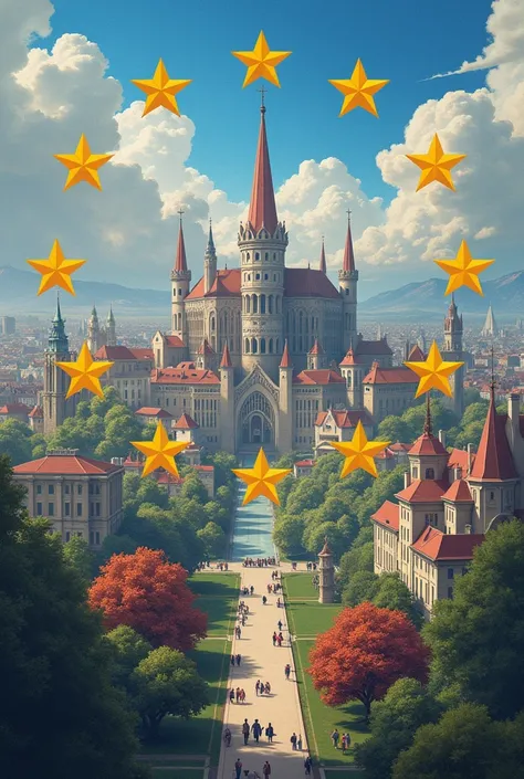 Create a background for a picture about Europes values 