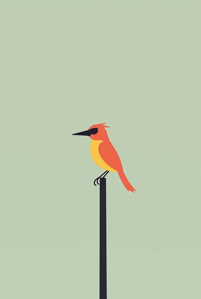 there is a bird that is sitting on a pole, an illustration of inspired by Paul Bird, behance contest winner, de stijl, style of titmouse animation, minimalist illustration, muted flat surreal design, simple and clean illustration, illustration | rutkowski,...