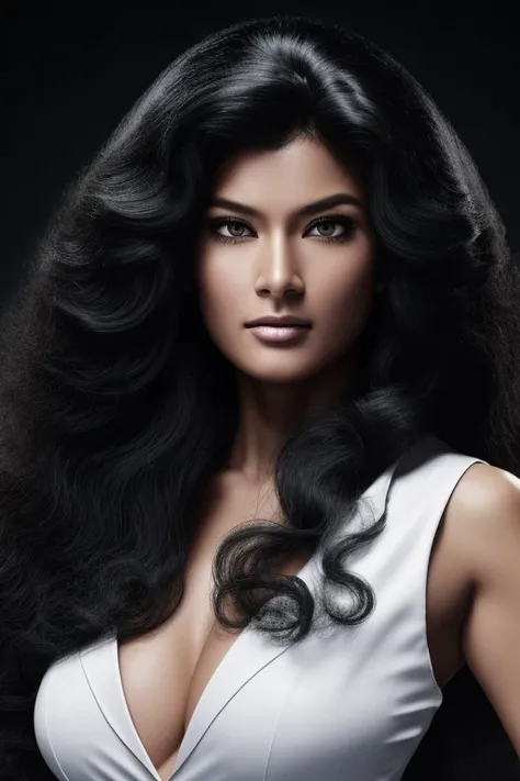 jet black hair,most very long hair,most very lion hair,most very wolf hair,most very frizzy hair,coarse hair,most very spread hairstyle,thick hair,fluffy hair,most very heavy weight hair,hair covering left eye,heavy looking hairstyle,most very voluminous h...