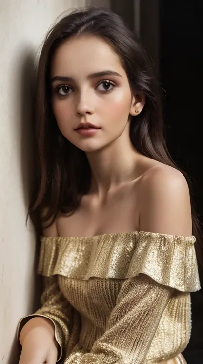 Eleonora Girl ,whole body, professional, Photography Best Quality, masterpiece,   ultra high resolution , (Photographically:1.4),  RAW photos ,  1 girl, owl， off-shoulder ,  in the dark , Deep shadow,  discreet , Cold Light,  detailed skin,  casual dress