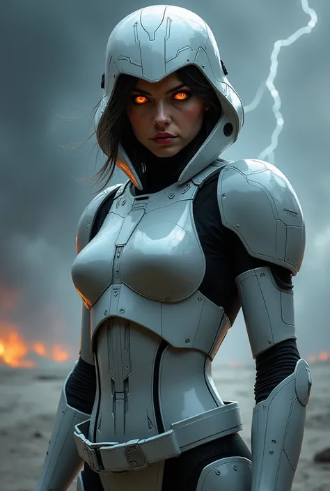 Paint an angry beautiful woman in stormtrooper costume