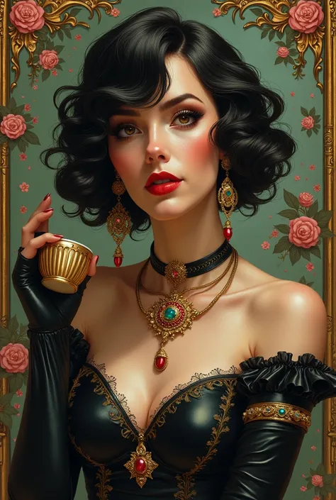 penny parker, (work of art, best qualityer:1.2), details Intricate, 1 girl, May, make up, lipstick, shorth hair, jewerly, cups, amulet, elbow gloves, (mature woman:1.2), NSFW, big-ass, shorth hair