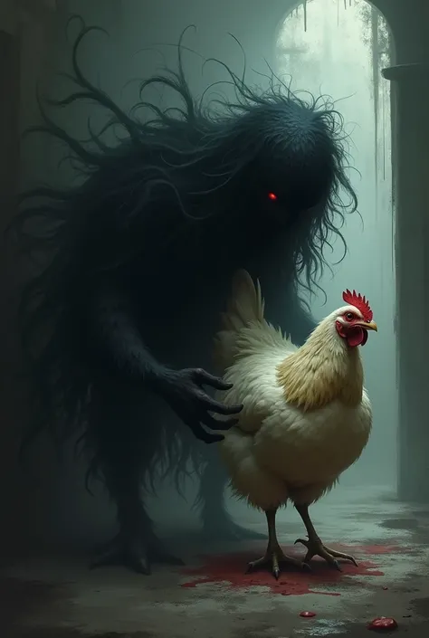 Black spirit eats chicken